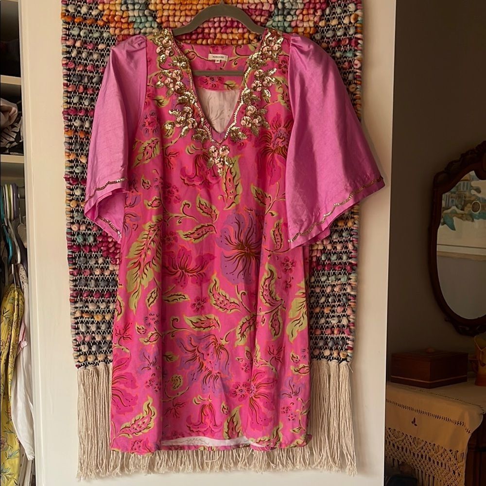 Pink Floral Embellished Tunic